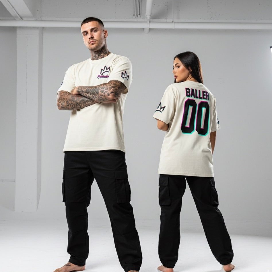BALLER 00 white oversize tee